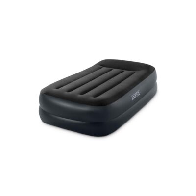 Intex 64122ND - Materasso Gonfiabile Dura-Beam Pillow Rest Raised Singolo, con Pompa Elettrica Incorporata, PVC, Nero, 99x191x42 cm