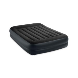 Intex 64124ND - Materasso Dura-Beam Pillow Rest Raised Matrimoniale, con Pompa Elettrica Incorporata, PVC, Nero, 152x203x42 cm