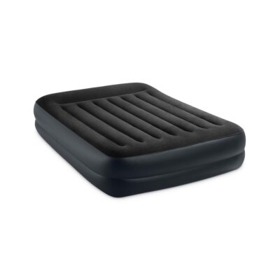 Intex 64124ND - Materasso Dura-Beam Pillow Rest Raised Matrimoniale, con Pompa Elettrica Incorporata, PVC, Nero, 152x203x42 cm