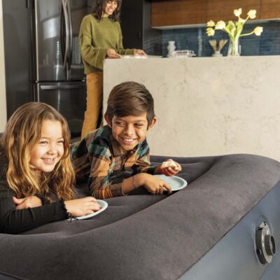 Intex 64124ND - Materasso Dura-Beam Pillow Rest Raised Matrimoniale, con Pompa Elettrica Incorporata, PVC, Nero, 152x203x42 cm