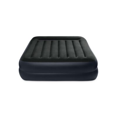 Intex 64124ND - Materasso Dura-Beam Pillow Rest Raised Matrimoniale, con Pompa Elettrica Incorporata, PVC, Nero, 152x203x42 cm