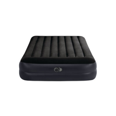 Intex 64124ND - Materasso Dura-Beam Pillow Rest Raised Matrimoniale, con Pompa Elettrica Incorporata, PVC, Nero, 152x203x42 cm