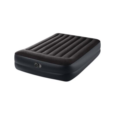 Intex 64124ND - Materasso Dura-Beam Pillow Rest Raised Matrimoniale, con Pompa Elettrica Incorporata, PVC, Nero, 152x203x42 cm