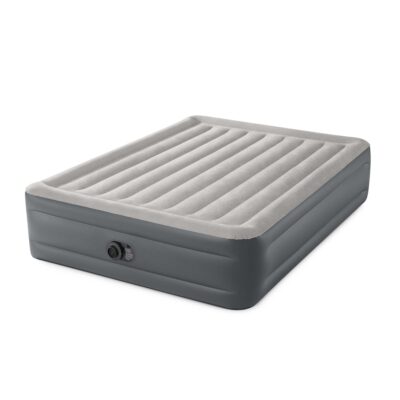 Intex 64126ND - Materasso Gonfiabile Dura-Beam Essential Rest Matrimoniale, con Pompa Elettrica Incorporata, PVC, Grigio, 152x203x46 cm