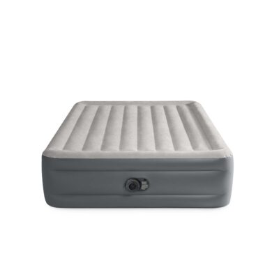 Intex 64126ND - Materasso Gonfiabile Dura-Beam Essential Rest Matrimoniale, con Pompa Elettrica Incorporata, PVC, Grigio, 152x203x46 cm