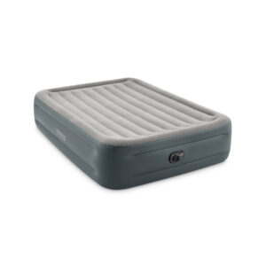 Intex 64126ND - Materasso Gonfiabile Dura-Beam Essential Rest Matrimoniale, con Pompa Elettrica Incorporata, PVC, Grigio, 152x203x46 cm