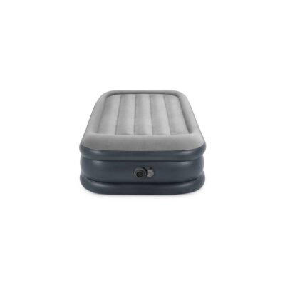 Intex 64132ND - Materasso Gonfiabile Dura-Beam Pillow Rest Deluxe Singolo, Bicolore, con Pompa Elettrica Incorporata, PVC, Grigio, 99x191x42 cm