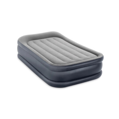 Intex 64132ND - Materasso Gonfiabile Dura-Beam Pillow Rest Deluxe Singolo, Bicolore, con Pompa Elettrica Incorporata, PVC, Grigio, 99x191x42 cm