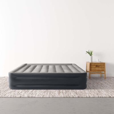 Intex 64136ND - Materasso Gonfiabile Dura-Beam Pillow Rest Deluxe Matrimoniale, Bicolore, con Pompa Elettrica Incorporata, PVC, Grigio, 152x203x42 cm