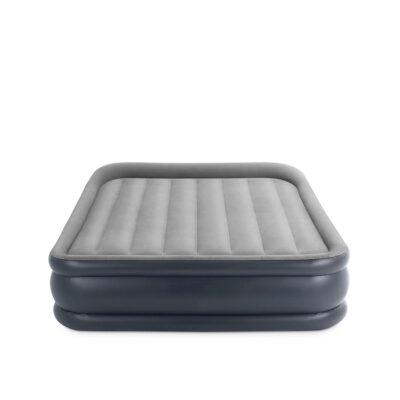 Intex 64136ND - Materasso Gonfiabile Dura-Beam Pillow Rest Deluxe Matrimoniale, Bicolore, con Pompa Elettrica Incorporata, PVC, Grigio, 152x203x42 cm