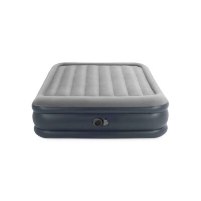Intex 64136ND - Materasso Gonfiabile Dura-Beam Pillow Rest Deluxe Matrimoniale, Bicolore, con Pompa Elettrica Incorporata, PVC, Grigio, 152x203x42 cm