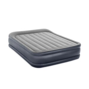 Intex 64136ND - Materasso Gonfiabile Dura-Beam Pillow Rest Deluxe Matrimoniale, Bicolore, con Pompa Elettrica Incorporata, PVC, Grigio, 152x203x42 cm