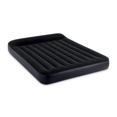 Intex 64150ND - Materasso Gonfiabile Dura-Beam Pillow Rest Matrimoniale con Pompa Elettrica Incorporata, PVC, Nero, 152x203x25 cm
