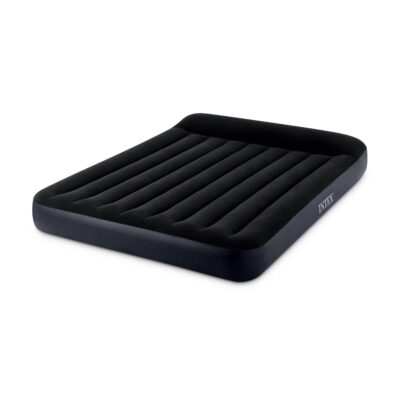 Intex 64150ND - Materasso Gonfiabile Dura-Beam Pillow Rest Matrimoniale con Pompa Elettrica Incorporata, PVC, Nero, 152x203x25 cm