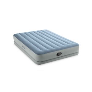 Intex 64159 - Materasso Gonfiabile Dura-Beam Mid-Rise Comfort Matrimoniale, con Pompa USB, PVC, Grigio e Azzurro, 152x203x36 cm