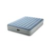 Intex 64159 - Materasso Gonfiabile Dura-Beam Mid-Rise Comfort Matrimoniale, con Pompa USB, PVC, Grigio e Azzurro, 152x203x36 cm
