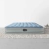 Intex 64159 - Materasso Gonfiabile Dura-Beam Mid-Rise Comfort Matrimoniale, con Pompa USB, PVC, Grigio e Azzurro, 152x203x36 cm