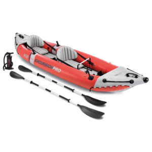 Intex 68309NP - Canoa Gonfiabile Excursion Pro K2, 2 posti, con Accessori, PVC, Rosso, 384x94x46 cm
