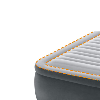 Intex 64414ND - Materasso Gonfiabile Dura-Beam Comfort Plush Elevated Matrimoniale, con Pompa Elettrica Incorporata, PVC, Grigio, 152x203x46 cm
