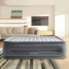 Intex 64418ND - Materasso Gonfiabile Dura-Beam Comfort Plush Hise Rise Matrimoniale, con Pompa Elettrica Incorporata, PVC, Grigio, 152x203x56 cm