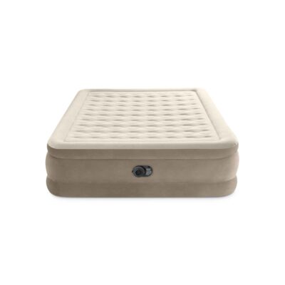 Intex 64428ND - Materasso Gonfiabile Dura-Beam Ultra Plush Matrimoniale, con Pompa Elettrica Incorporata, PVC, Beige, 152x203x46 cm