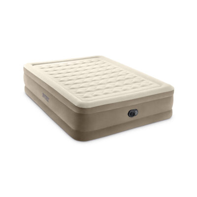 Intex 64428ND - Materasso Gonfiabile Dura-Beam Ultra Plush Matrimoniale, con Pompa Elettrica Incorporata, PVC, Beige, 152x203x46 cm