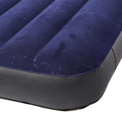 Intex 64765 - Materasso Gonfiabile Classic Downy Matrimoniale, Due Cuscini e Pompa Manuale, PVC, Blu, 152x203x25 cm