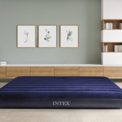 Intex 64755 - Materasso Gonfiabile Dura-Beam Classic Downy Matrimoniale, PVC, Blu, 183x203x25 cm