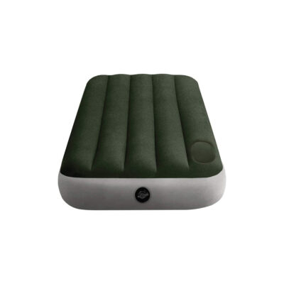 Intex 64760 - Materasso Gonfiabile Dura-Beam Downy Singolo con Pompa a Pedale, PVC, Verde, 76x191x25 cm