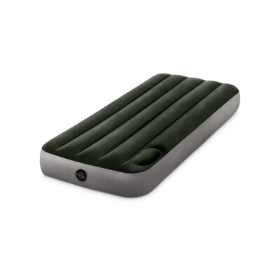 Intex 64760 - Materasso Gonfiabile Dura-Beam Downy Singolo con Pompa a Pedale, PVC, Verde, 76x191x25 cm