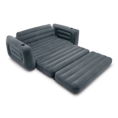 Intex 66552NP - Divano Letto Gonfiabile, 2 posti, Vinile, Grigio Scuro, 203x224x66 cm