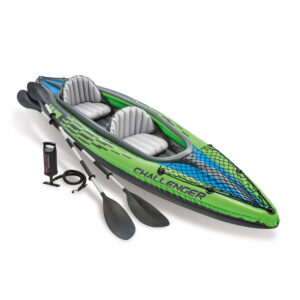 Intex 68306NP - Canoa Gonfiabile Challenger K2, 2 posti, con Accessori, PVC, Multicolore, 351x76x38 cm