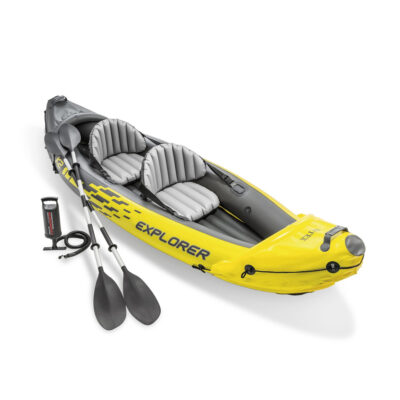 Intex 68307NP - Canoa Gonfiabile Explorer K2, 2 posti, con Accessori, PVC, Giallo, 312x91x51 cm