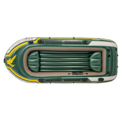 Intex 68351NP - Canotto Gonfiabile Seahawk 4, 4 posti, con Accessori, PVC, Multicolore, 351x145x48 cm
