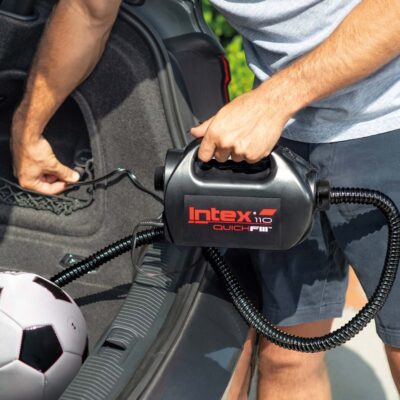Intex 68609 - Pompa Elettrica per gonfiaggio e sgonfiaggio, Accendisigari da auto, Plastica, Nero