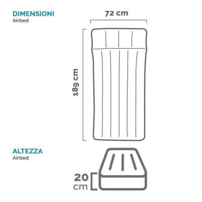 Intex 67998 - Materasso Gonfiabile Camping, Laminato, Grigio e Azzurro, 72x189x20 cm
