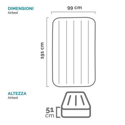 Intex 64162ND - Materasso Gonfiabile Dura-Beam Prime Comfort Singolo, con Pompa Elettrica Incorporata, PVC, Multicolore, 99x191x51 cm