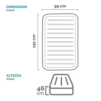 Intex 64902ND - Materasso Gonfiabile Dura-Beam PremAire Singolo, con Pompa Elettrica Incorporata, PVC, Multicolore, 99x191x46 cm