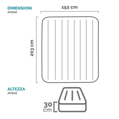 Intex 64118ND - Materasso Gonfiabile Dura-Beam Pillow Rest Mid-Rise Matrimoniale, con Pompa Elettrica Incorporata, PVC, Grigio, 152x203x30 cm