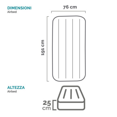 Intex 64106 - Materasso Gonfiabile Prestige Downy Mezza Piazza, PVC, Verde Scuro, 76x191x25 cm