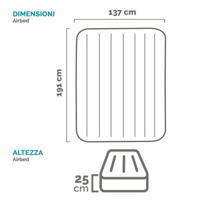 Intex 64108 - Materasso Gonfiabile Prestige Downy Piazza e Mezza, PVC, Verde Scuro, 137x191x25 cm