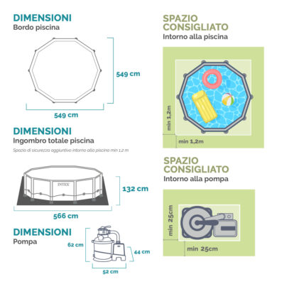 Intex 26330NP  Piscina Fuori Terra Ultra XTR Frame Rotonda, Pompa Filtro 7900 Lh, Scaletta, Telo Base e Copertura, 26423 L, Acciaio e PVC, Grigio, 549x132 cm