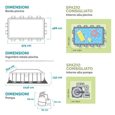 Intex 26378NP  Piscina Fuori Terra Ultra XTR Frame Rettangolare, Pompa Filtro 10000 Lh, Scaletta, Telo Base e Copertura, Kit Pulizia Deluxe e Set Volley, 54368 L, Acciaio e PVC, Grigio, 975x488x132 cm
