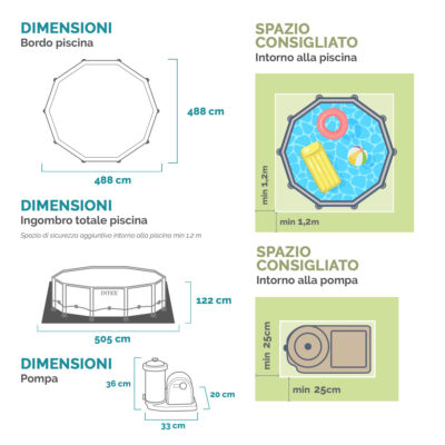 Intex 26746NP  Piscina Fuori Terra Prisma Frame Chevron Rotonda, Pompa Filtro 5678 Lh, Scaletta, Telo Base e Copertura, 19156 L, Acciaio e PVC, Multicolore, 488x122 cm