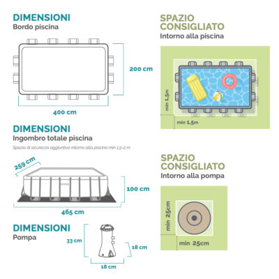 Intex 26788NP  Piscina Fuori Terra Prisma Frame Rettangolare, Pompa Filtro 2006 Lh, Scaletta, 6836 L, Acciaio e PVC, Grigio, 400x200x100 cm