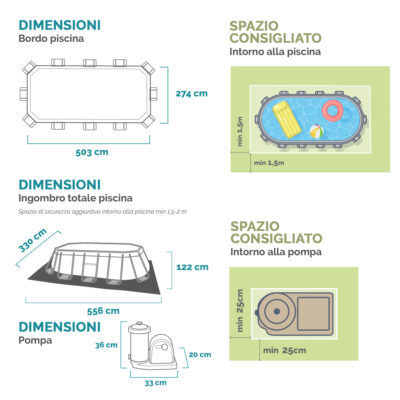 Intex 26796NP  Piscina Fuori Terra Prisma Frame Ovale, Pompa Filtro 5678 Lh, Scaletta, Telo Base e Copertura, 13365 L, Acciaio e PVC, Grigio, 503x274x122 cm