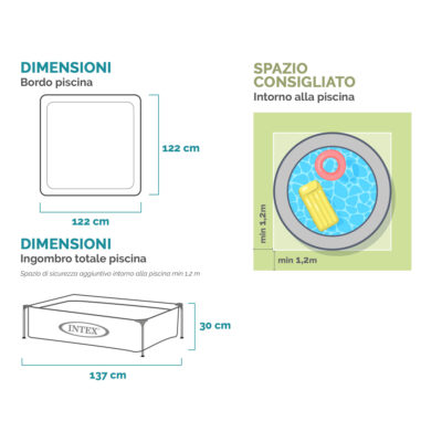 Intex 57172NP - Piscina Mini Frame Rosa, Acciaio e PVC, Rosa, 122x122x30 cm