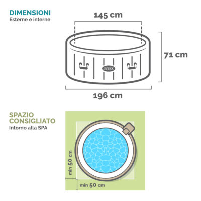Intex 28430EX - PureSpa Vasca Idromassaggio Gonfiabile Bubble Massage, 4 posti, 140 Getti, Riscaldatore, PVC, Blu Navy, 196x71 cm
