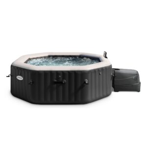 Intex 28462EX - PureSpa Vasca Idromassaggio Gonfiabile JetBubble Deluxe Ottagonale, 6 posti, 140 Getti, Riscaldatore, Nero, 218x71 cm