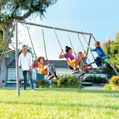 Intex 44123 - Altalena con Due Seggiolini e Dondolo, Acciaio, Grigio, 343x249x203 cm